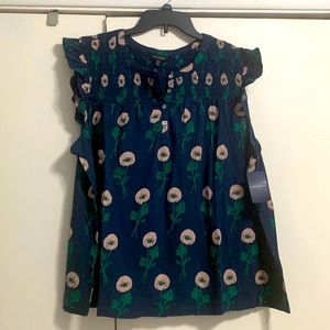 Ruffled cap sleeve floral summer tunic top